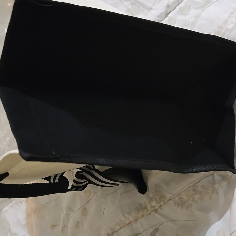 Initial (N or R available) Black and White Canvas Tote Bag with Monogram - Picture 5 of 8